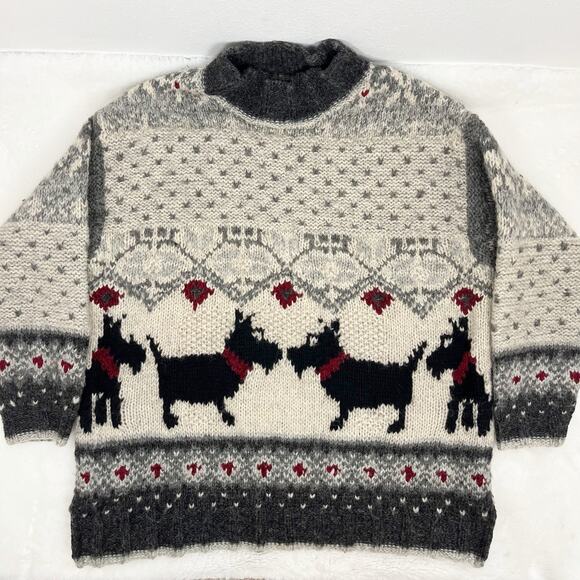 VTG Hand Knit Metropolitan Chunky Sweater Tunic Wool Blend Scottish Terrier Md - Picture 5 of 9